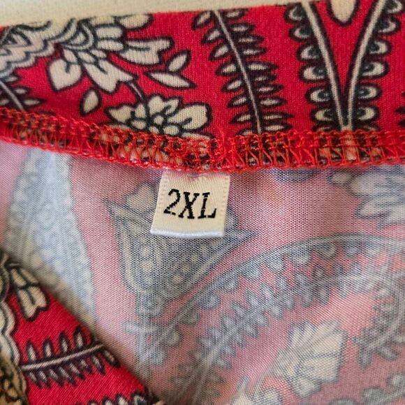 Amazon Womens Red Paisley Short Sleeve Loose Fitting Casual Dress Plus Size 2X - Picture 4 of 8